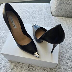 Saks Fifth Ave Heels Metalic Toe cap